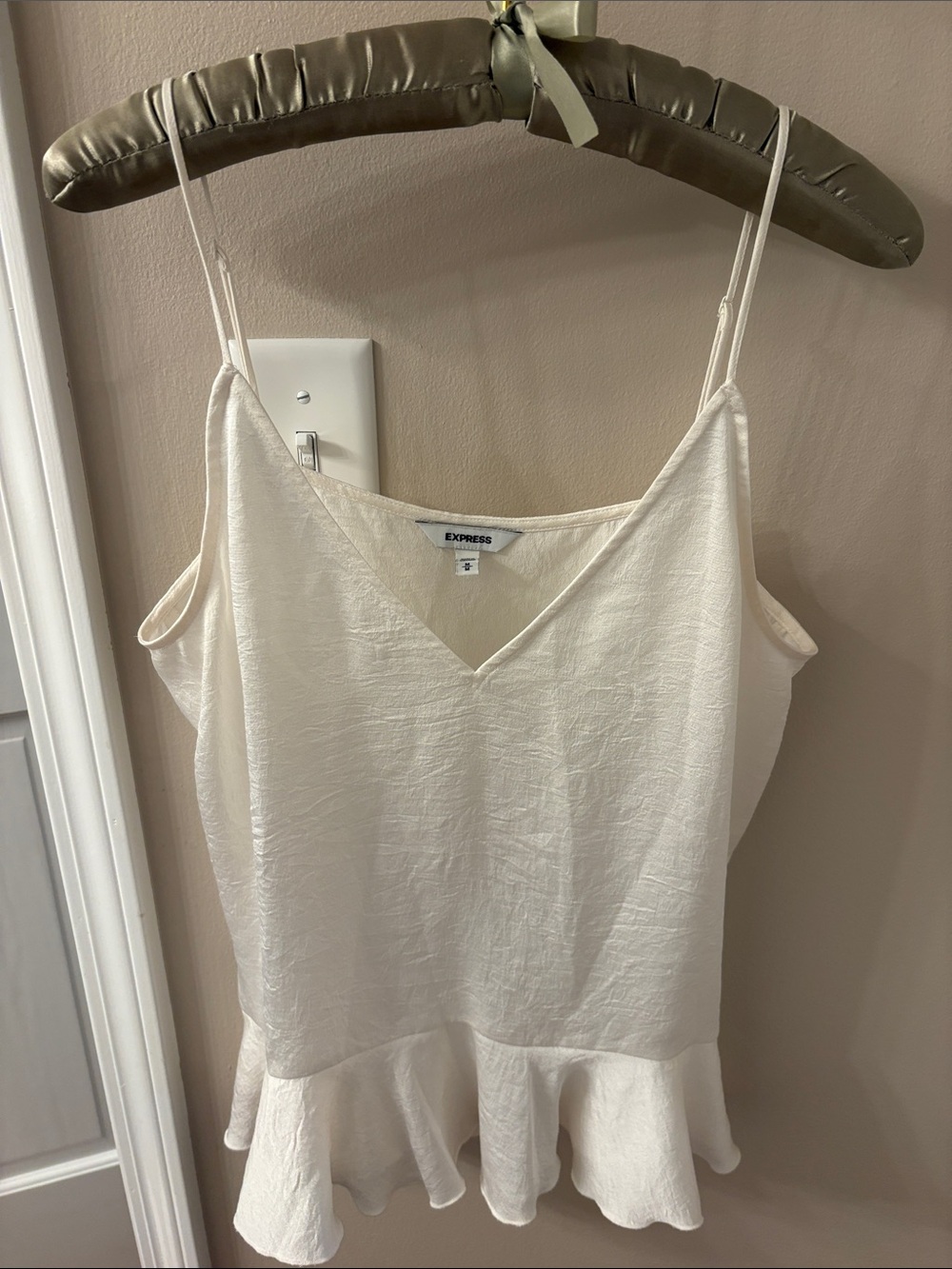 Express Cream Ruffle-Hem Camisole Top